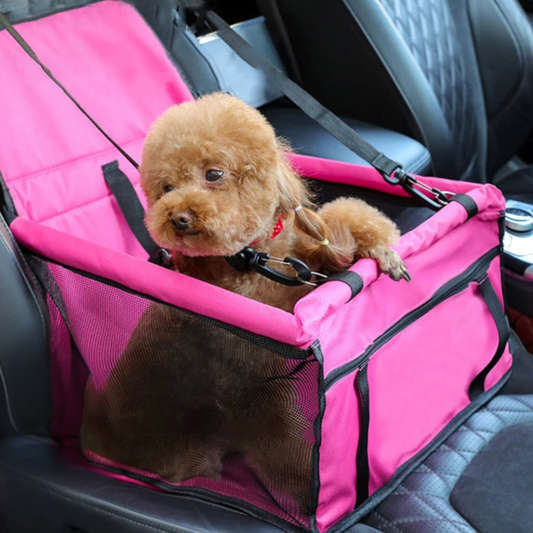 Folding Dog Car Seat Cover | Foldable Pet Car Booster Seat with Mesh Safety Belt | Stable Travel Basket for Small Pets