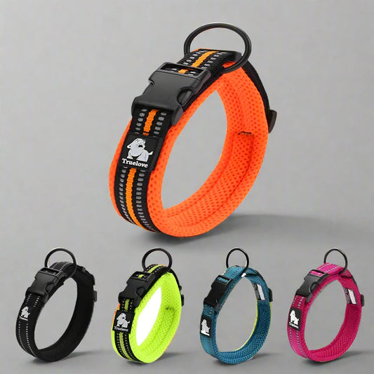 Reflective Mesh Dog Collar: Adjustable and Padded for Comfort