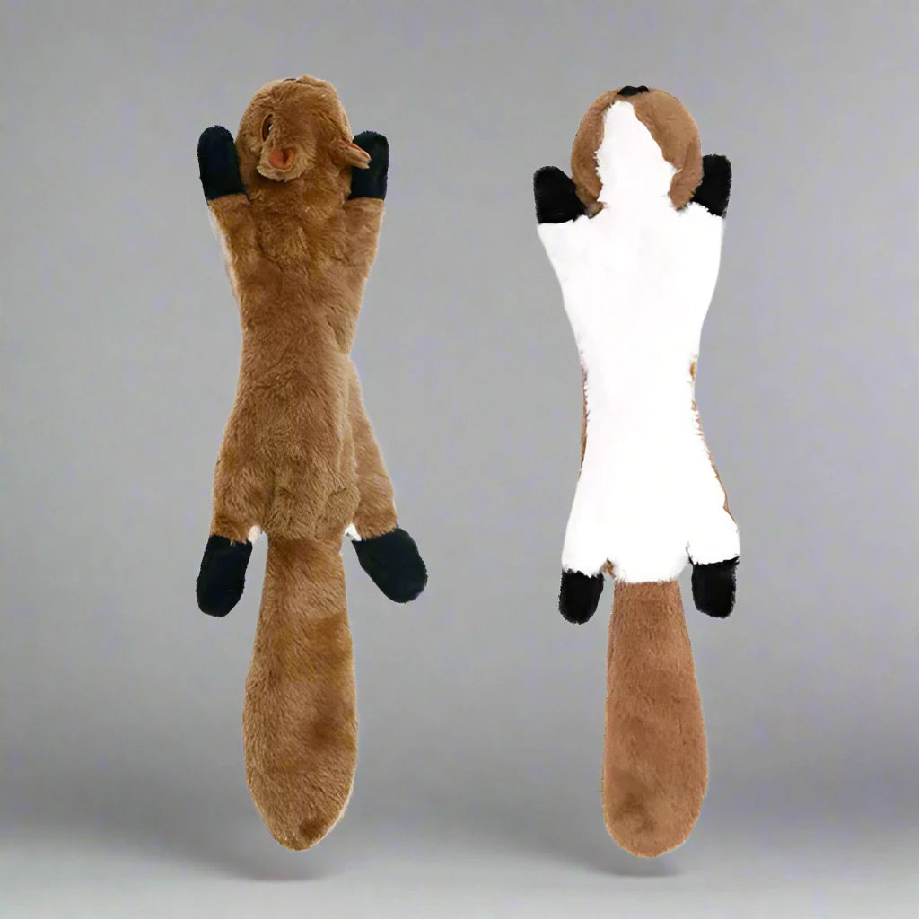 Stuffingless Plush Animal Dog Toy with Squeakers