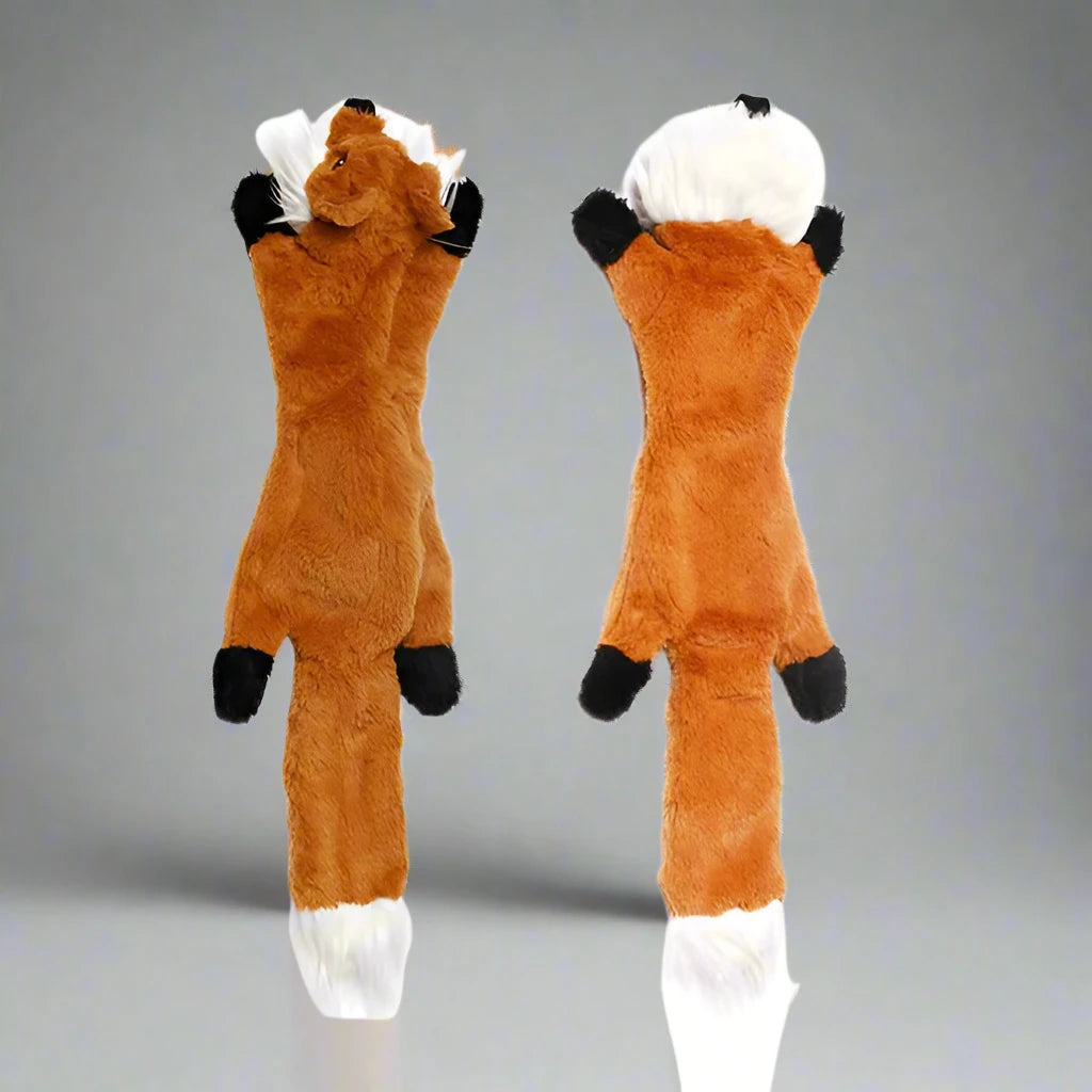 Stuffingless Plush Animal Dog Toy with Squeakers