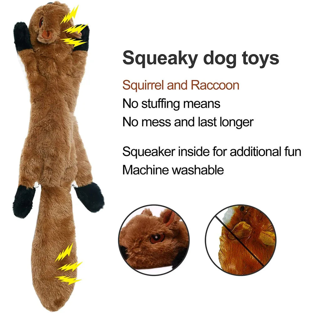 Stuffingless Plush Animal Dog Toy with Squeakers