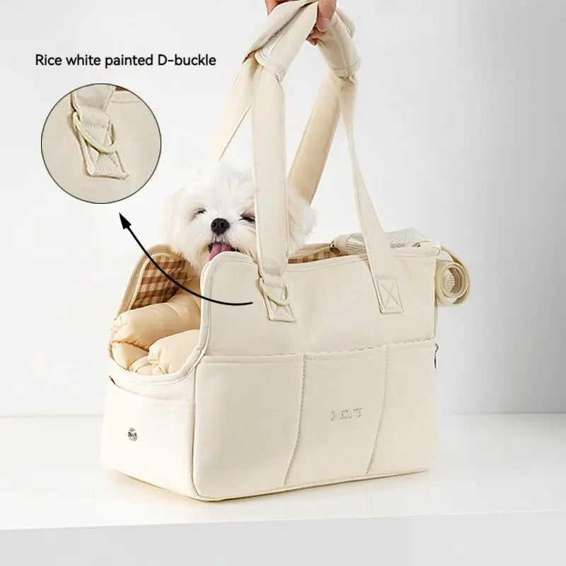 Portable Dog Carrier Handbag | Cotton Pet Bag for Small Dogs & Cats | Ideal for Small Breeds