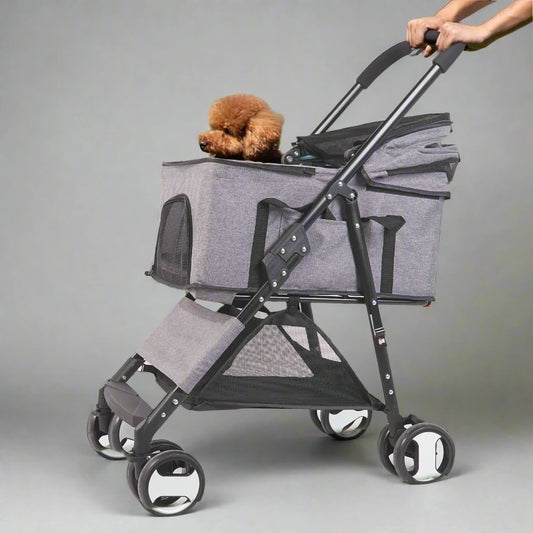 Dog Pram | Detachable Carrier | Rain Cover | 30kg Load Capacity