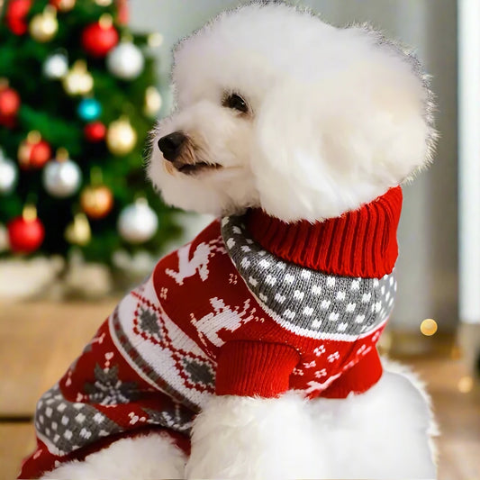 Christmas Dog Sweater | Warm Knitted Jumper for Small to Medium Dogs | Festive Pet Clothes