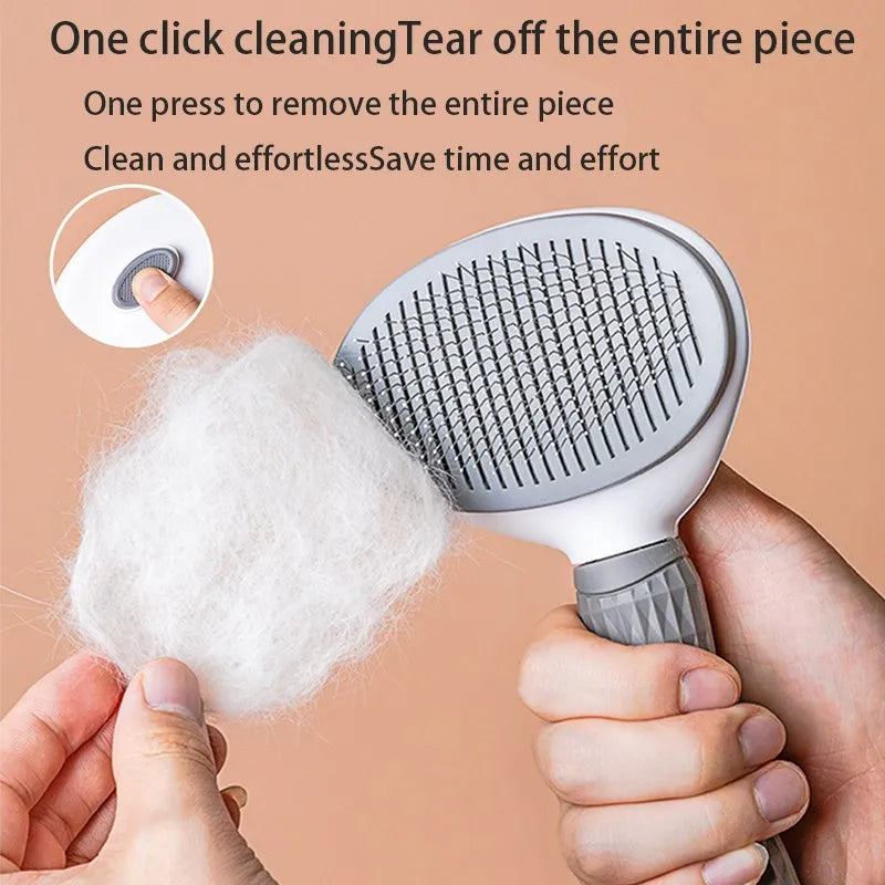 One-Click Dog Hair Remover Brush & Grooming Comb