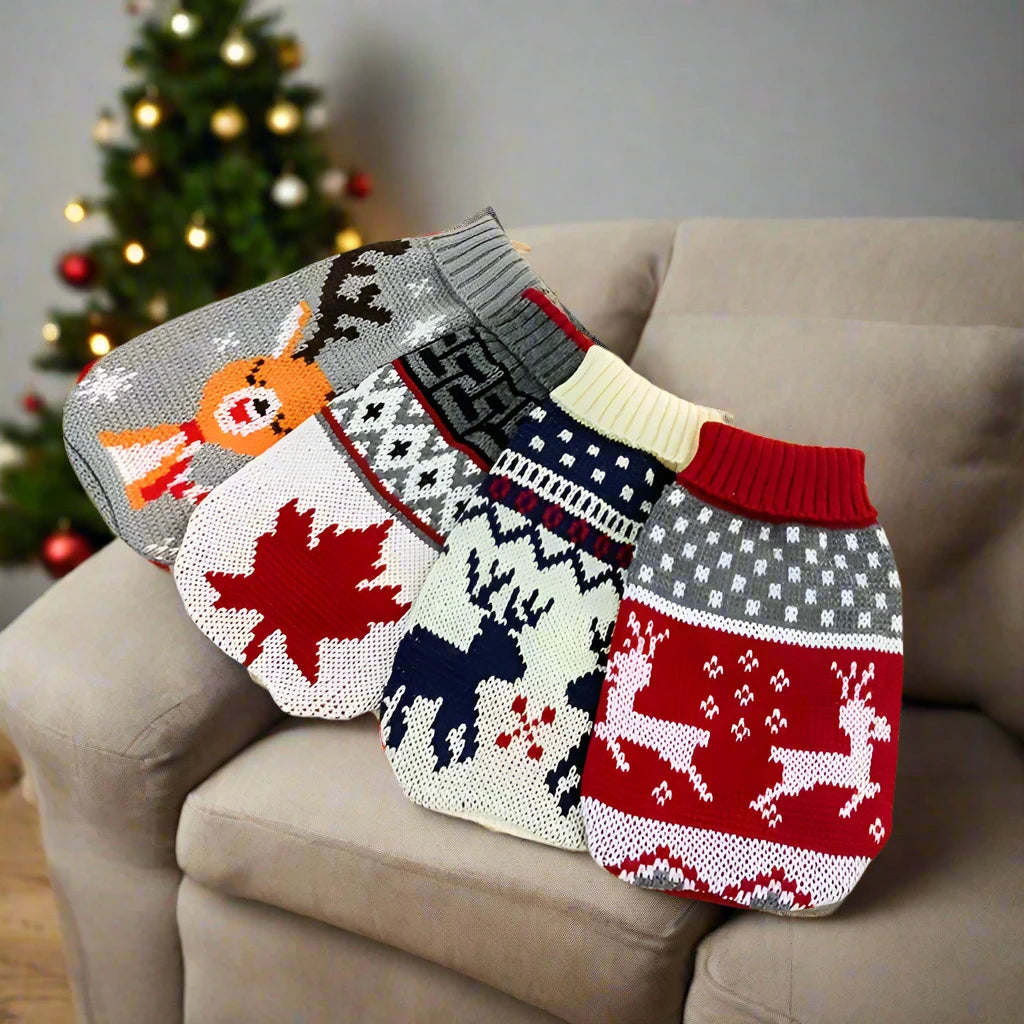 Christmas Dog Sweater | Warm Knitted Jumper for Small to Medium Dogs | Festive Pet Clothes