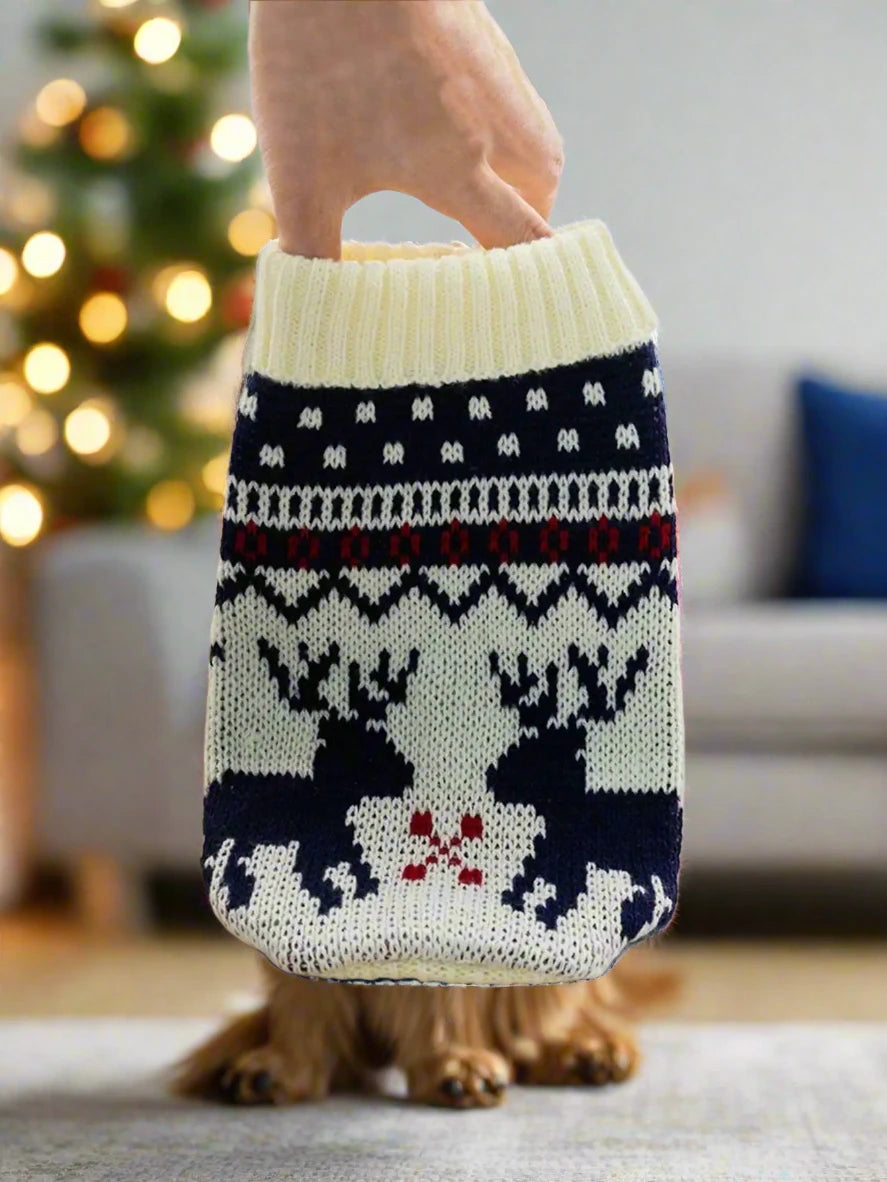 Christmas Dog Sweater | Warm Knitted Jumper for Small to Medium Dogs | Festive Pet Clothes