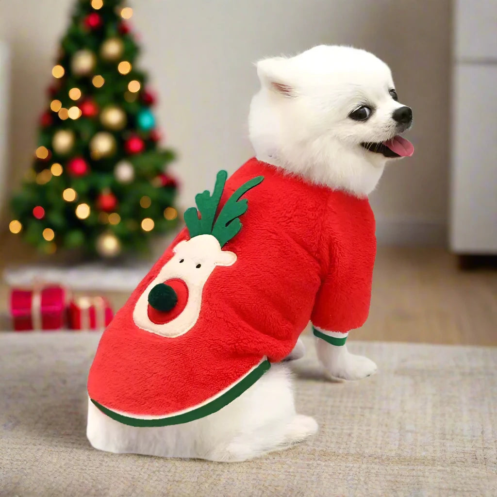 Dog Christmas Clothes | Winter Warm Pet Clothes for Small & Medium Dogs | Reindeer Santa Claus Dog & Cat Coat Hoodies | Christmas Dogs Costume