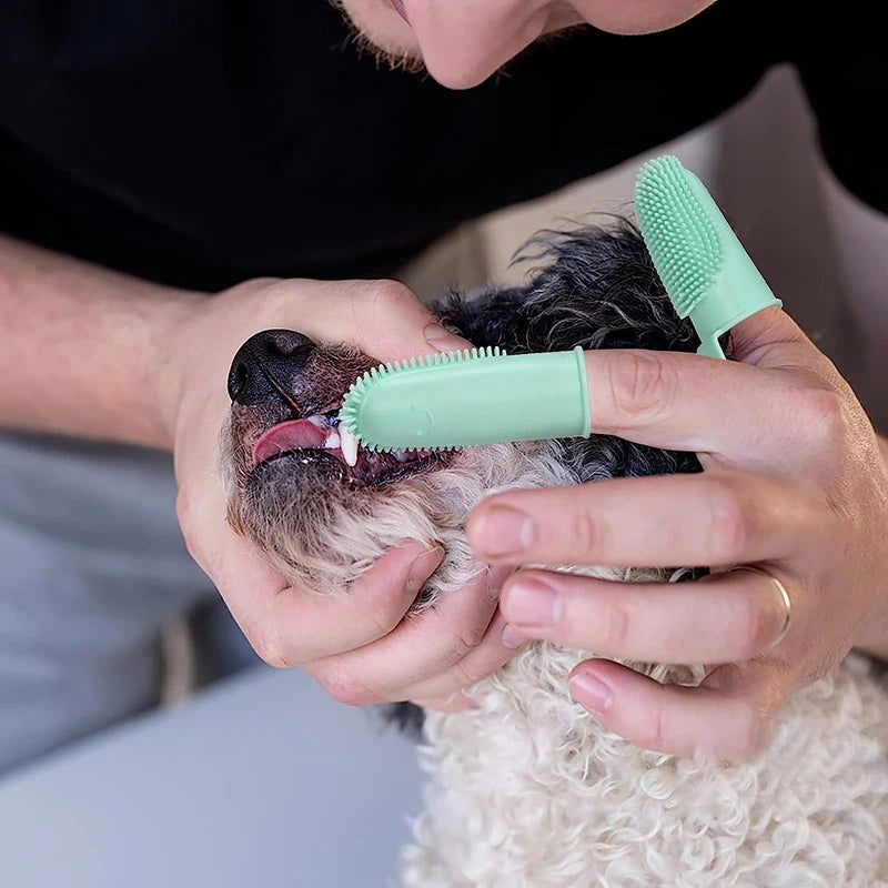 Super Soft Silicone Double Finger Toothbrush for Dogs