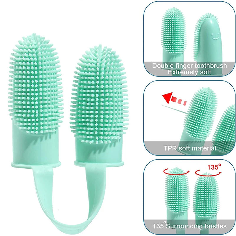 Super Soft Silicone Double Finger Toothbrush for Dogs