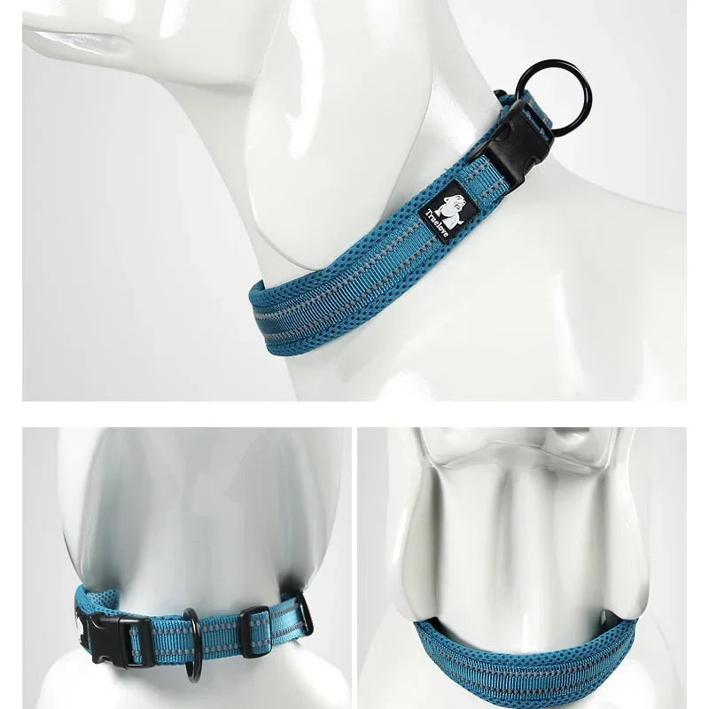 Reflective Mesh Dog Collar: Adjustable and Padded for Comfort